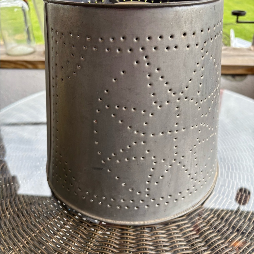 Silver Curvilinear Lantern with Perforated Design